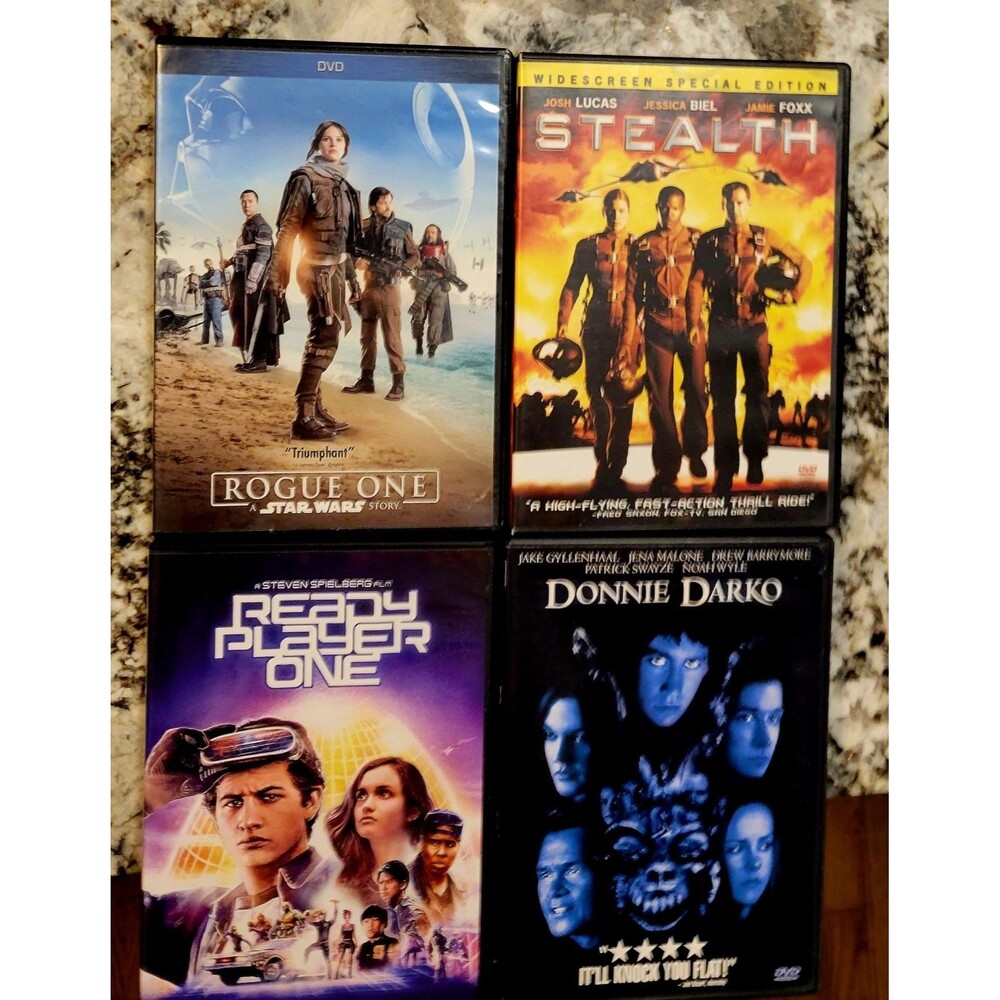 DVD VALUE 4PK: STAR WARS: ROGUE ONE, STEALTH,  READY PLAYER ONE & DONNIE DARKO!!